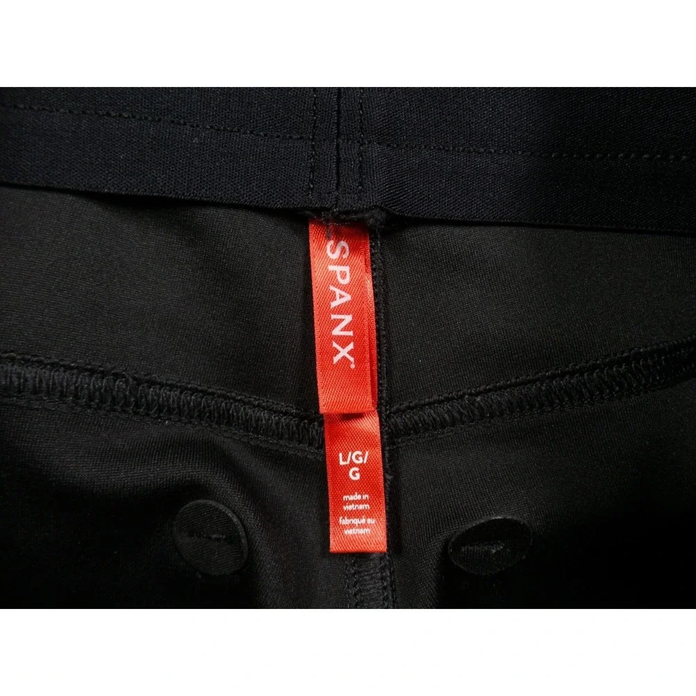 Spanx Pants Womens Size Large Black Faux‎ Leather Like Skinny Stretch High Rise
